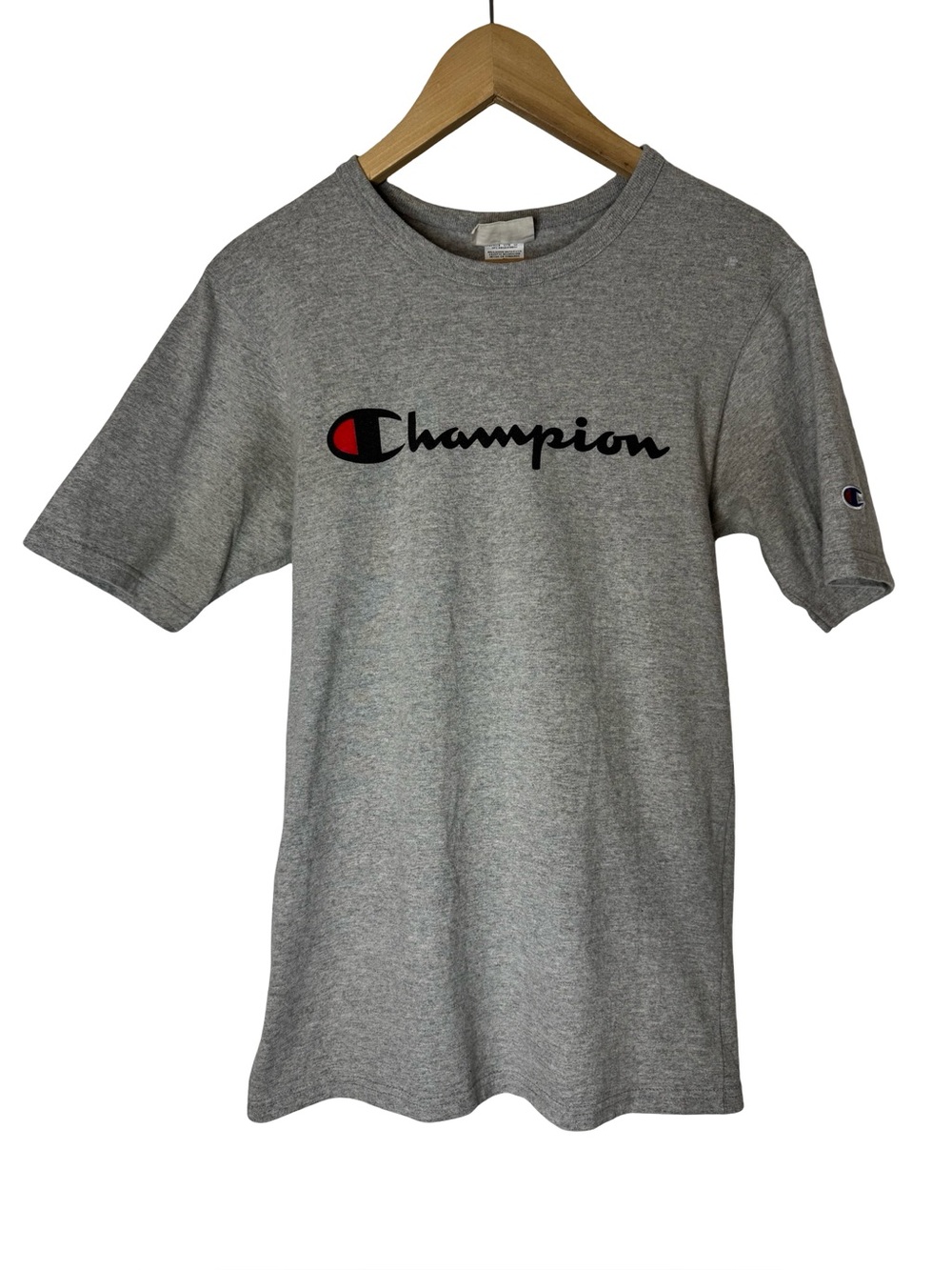 Mens Vintage Champion Classic Heather Gray Logo T-Shirt